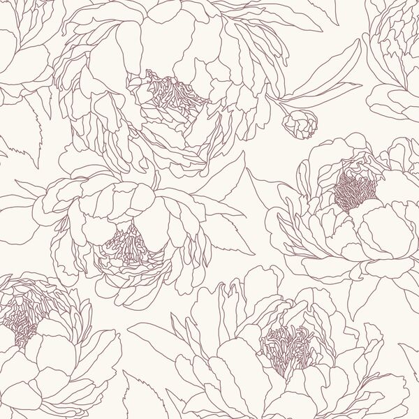 Large Sketched Garden in Viola on Alabaster