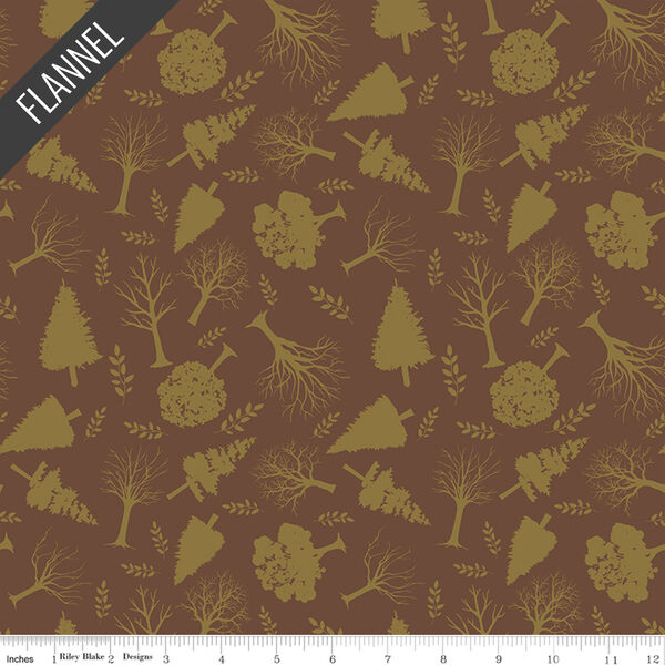 Into the Woods Trees Flannel in Brown