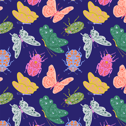 Garden Critters in Navy Blue