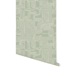 Organic Lines in Cream on Sage Green