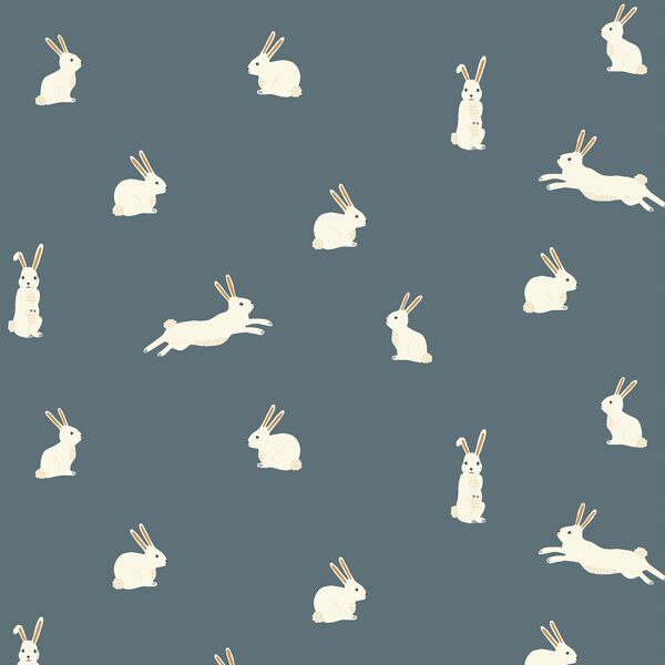 Bunny Rabbits in Steel Blue