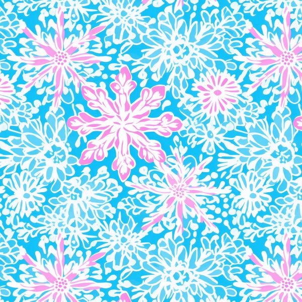 Poinciana Snowflakes in Biscayne Blue
