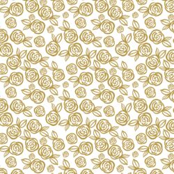 Little Tea Roses in Gold on White