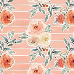 Ardent Floral Stripe in Vintage Rose Wash