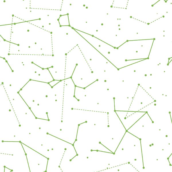 Star Charts in Greenery on White