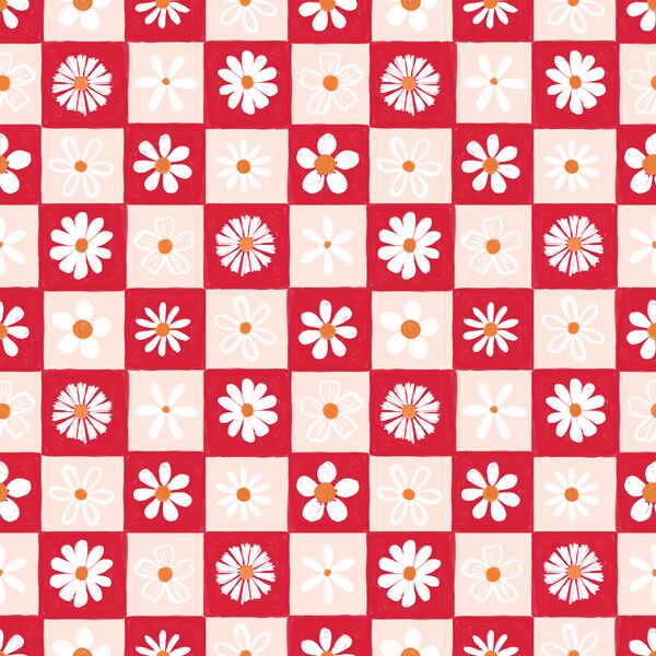 Daisies in Cherry Red