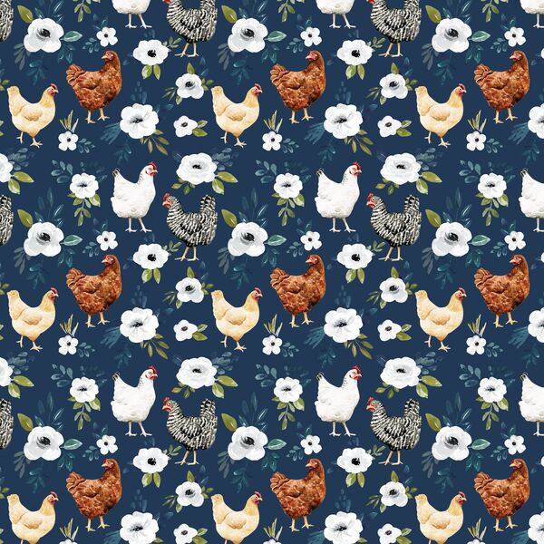 Little Garden Chickens in Navy