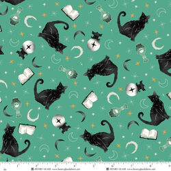 Black Cats, Crystal Balls, and Potion Books in Turquoise