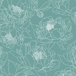 Large Sketched Garden in Pond Blue