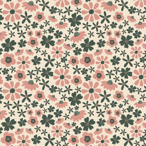Groovy Autumn Floral in Cream