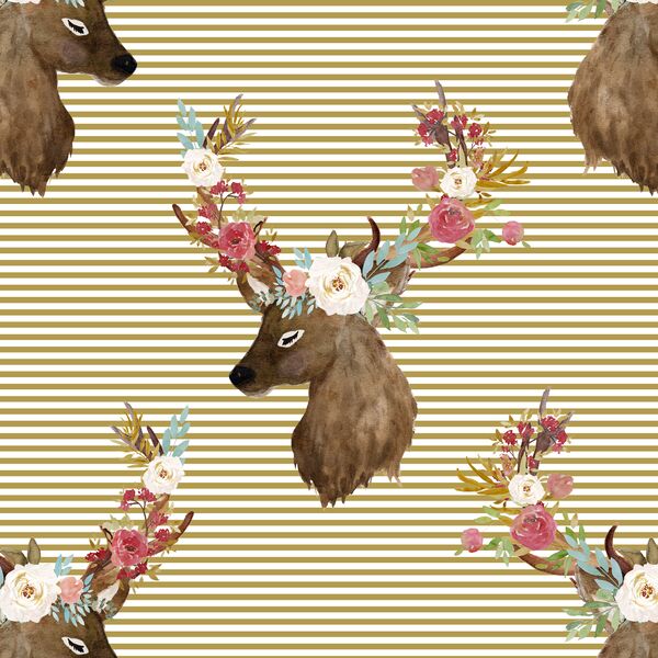 Autumn Deer in Gold Stripes