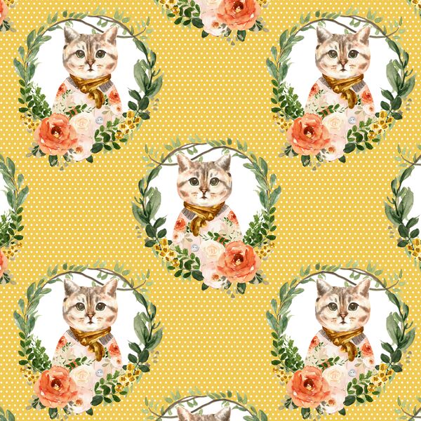 Miss Kitty Wreath in Yellow Polka Dots