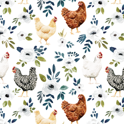 Garden Chickens in White