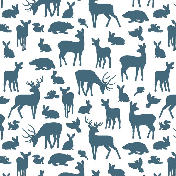 Forest Friends in Lake on White