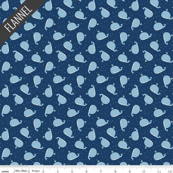 Whales Flannel in Navy