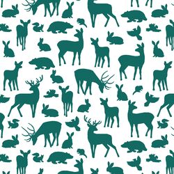 Forest Friends in Emerald on White