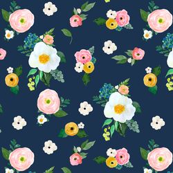 Large Spring Blossoms in Navy