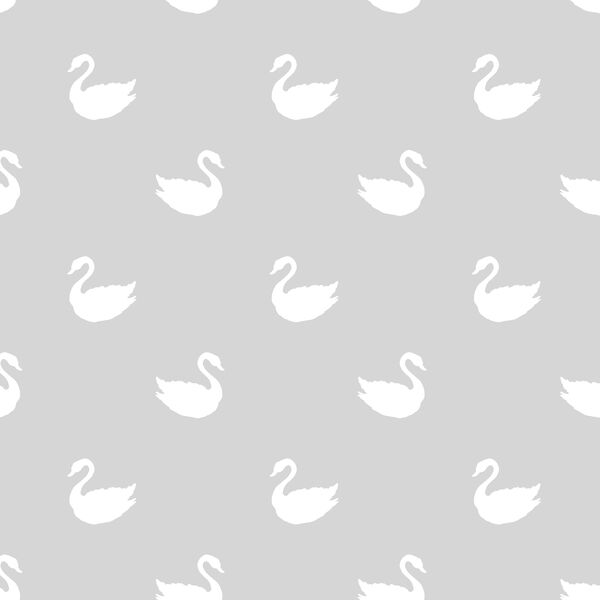 Swan Silhouette in White on Silver