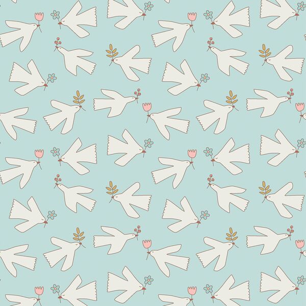 Spring Birds in Sky Blue