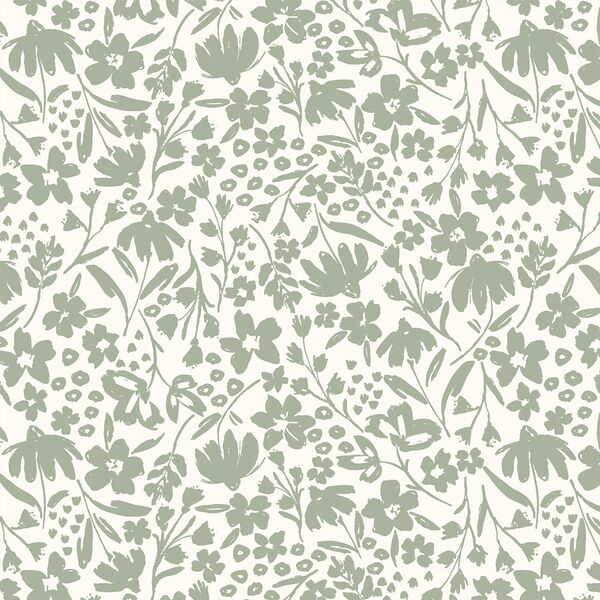 Spring Silhouette in Thyme Green on Ivory
