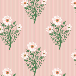 A Field of Stripes and Flowers in Pink