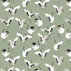 Dancing Cranes in Jade