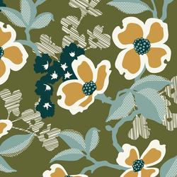 Dogwood Bloom in Forest Green