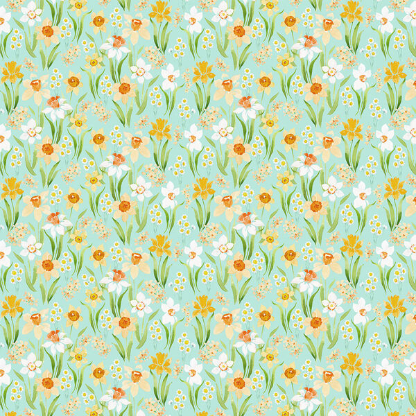 Daffodils in Light Teal