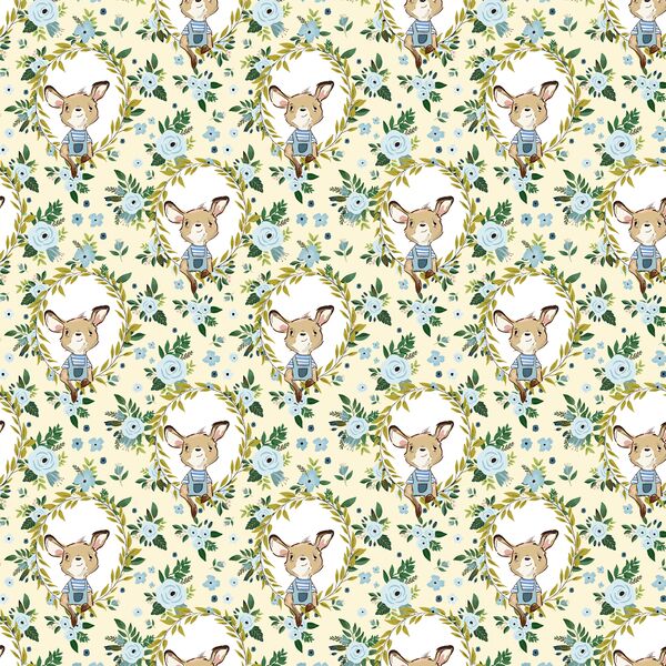 Floral Baby Boy Kangaroo in Yellow