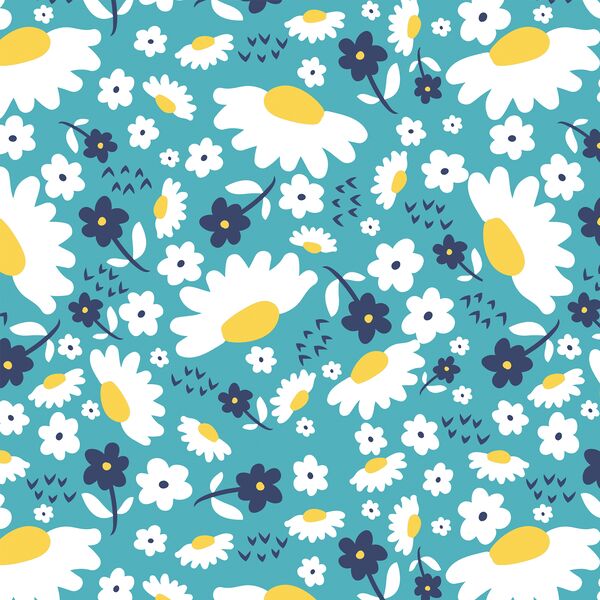 Daisies in Navy and Aqua