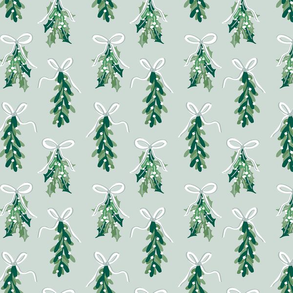 Mistletoe and Holly in Soft Evergreen