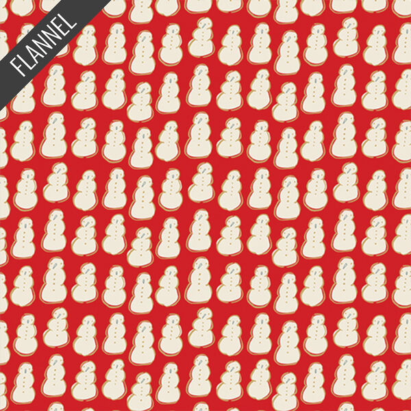 Frosty Snowman Flannel in Jolly Red