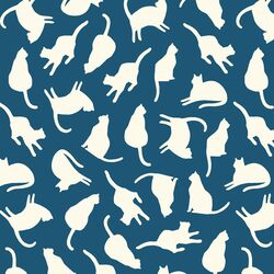 Silhouette Cats in Ink Blue