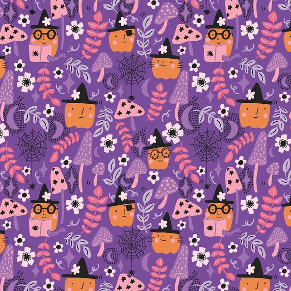 Cottagecore Pumpkins in Disco Purple