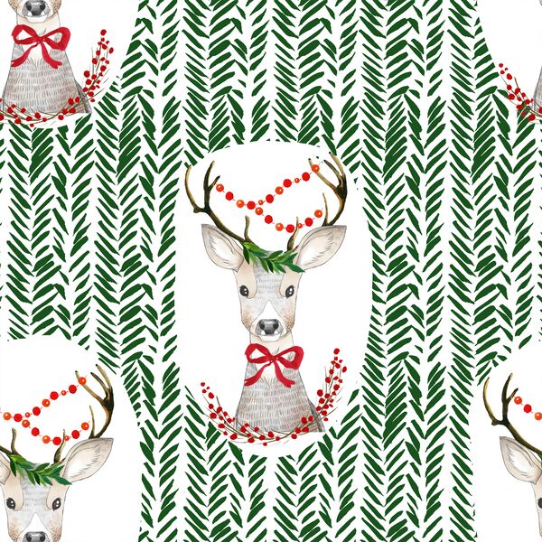 Fancy Holiday Deer in Wintergreen