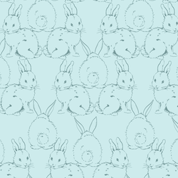 Bunnies in Waterfall Blue