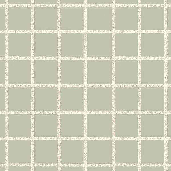 Stitched Grid in Ivory on Sage