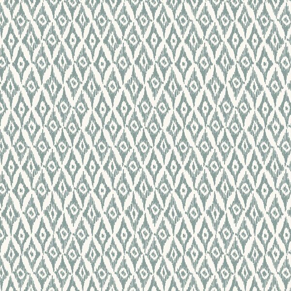 Ikat Diamonds in Pewter Blue on Cream