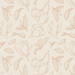 Magnolia Line Art in Tawny on Cream