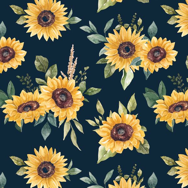 Fall Sunflowers in Navy Blue