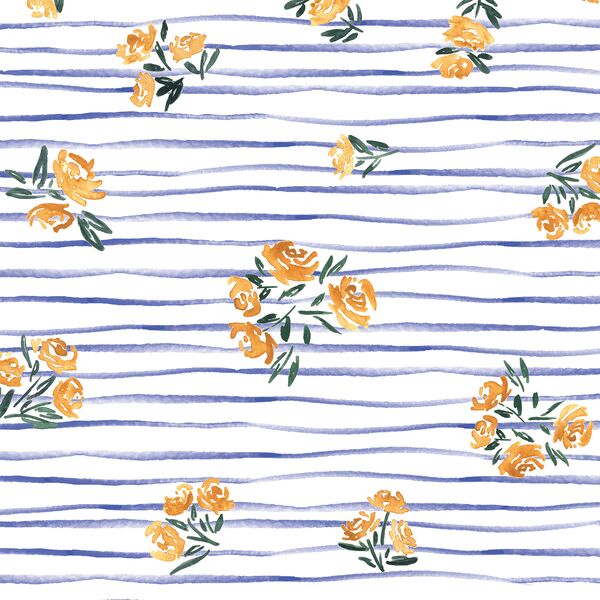 Nosegay in Lapis Blue Stripe