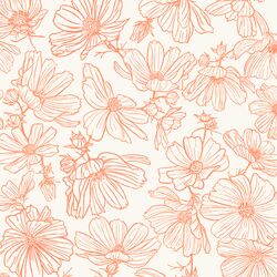 Floral Sketch in Sweet Orange on Cream