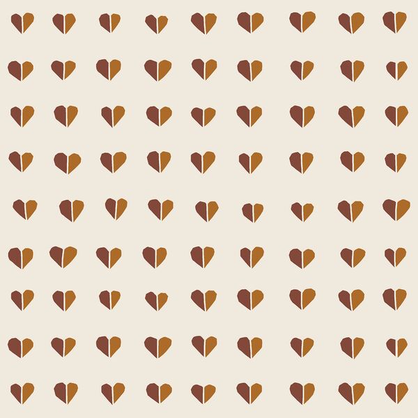 Half and Half Hearts in Boho Brown