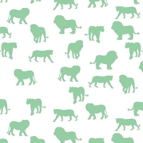 Lion Silhouette in Sprout on White