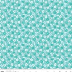 Tossed Flowers in Aqua