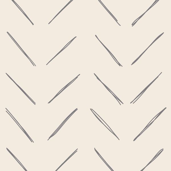 Large Chevron in Silver Filigree Gray on Egret