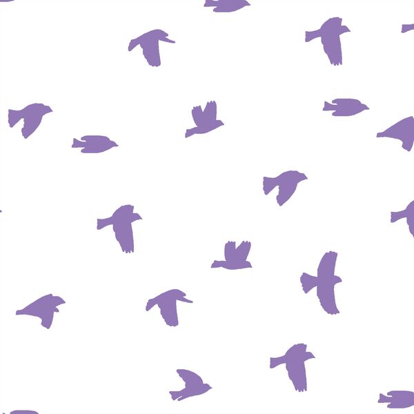 Flock Silhouette in Amethyst on White