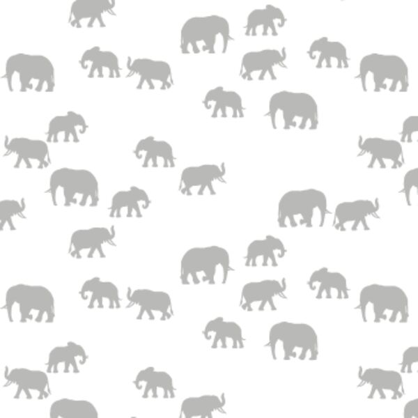 Elephant Silhouette in Pebble on White