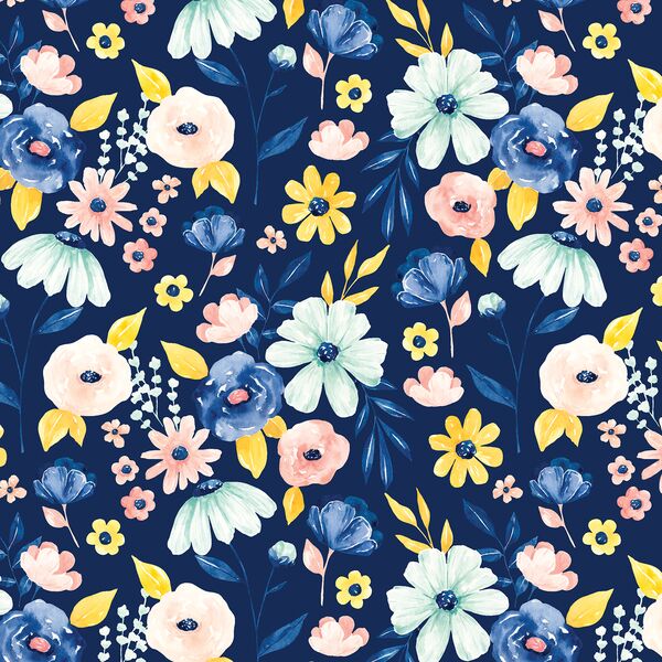 Blithe Floral in Indigo Bunting