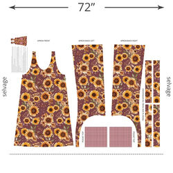 Home Decor Sunflower Pinafore Panel in Wine